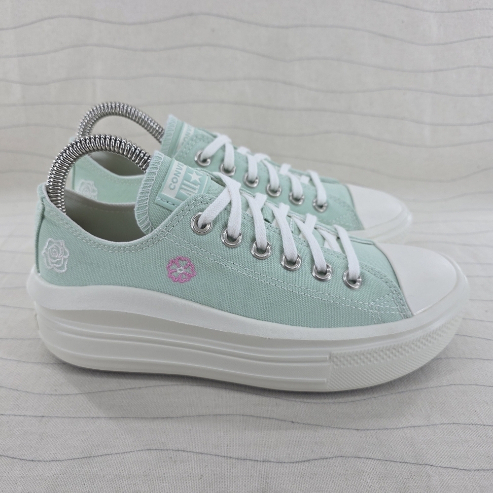 Converse Womens Move Summer Aloe Green Embroidered Platform Shoes A10823C Size 6